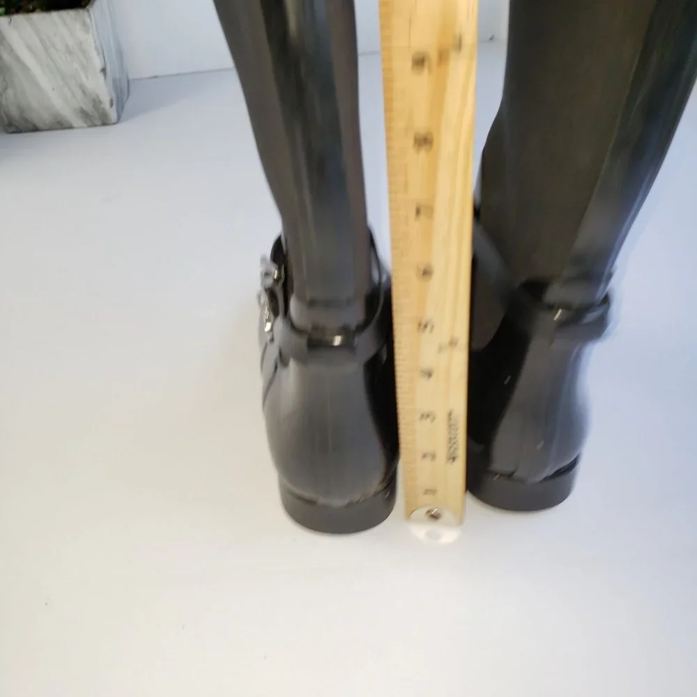 Michael Kors Black Rubber Tall Rain Boots Pull On Logo Charm Detail - Picture 7 of 15